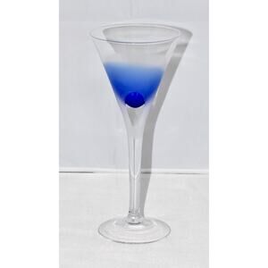 BLOCK Crystal Stockholm Cobalt Blue Martini Goblet Air Bubble Stem Glass